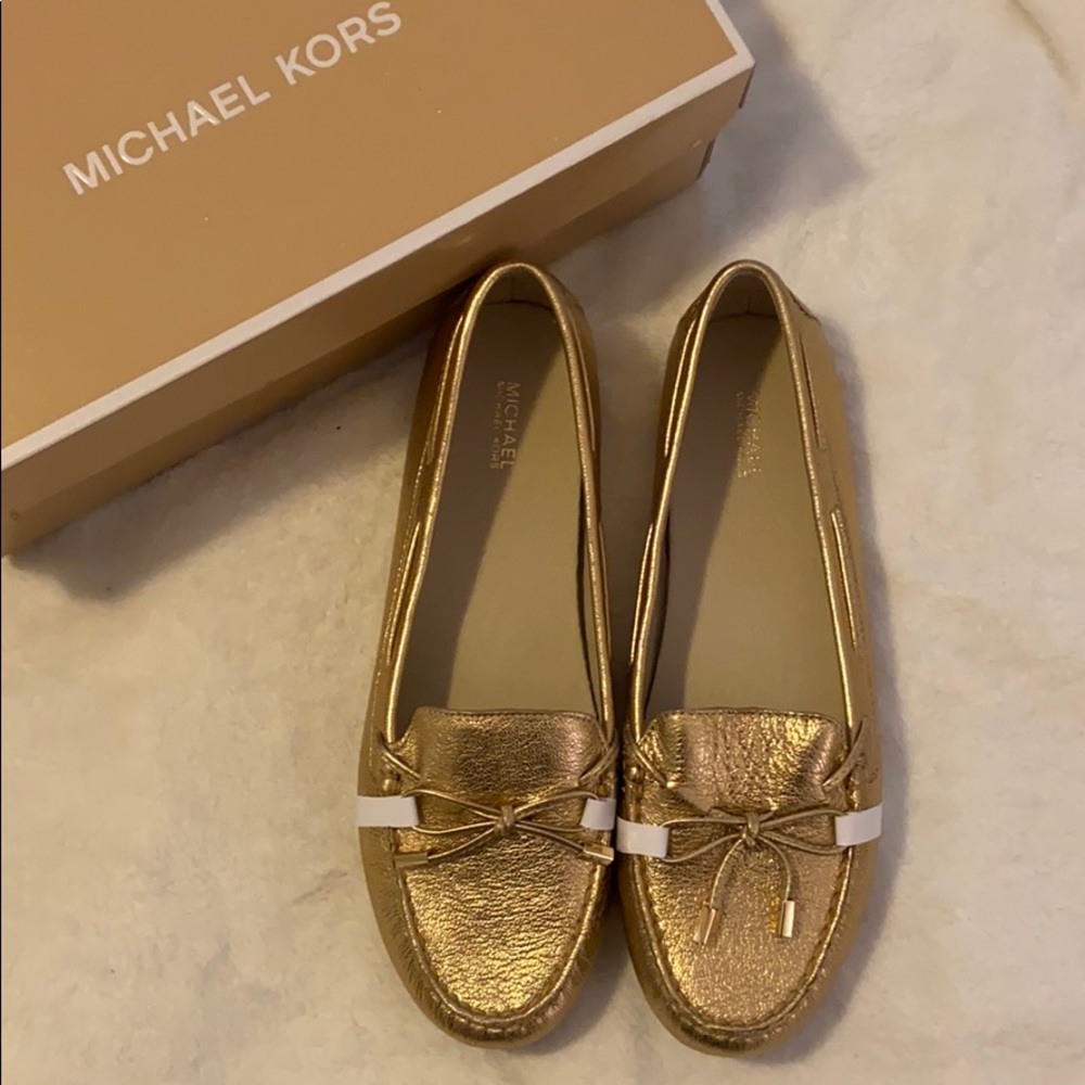 NIB Michael Kors Gold Moccasins